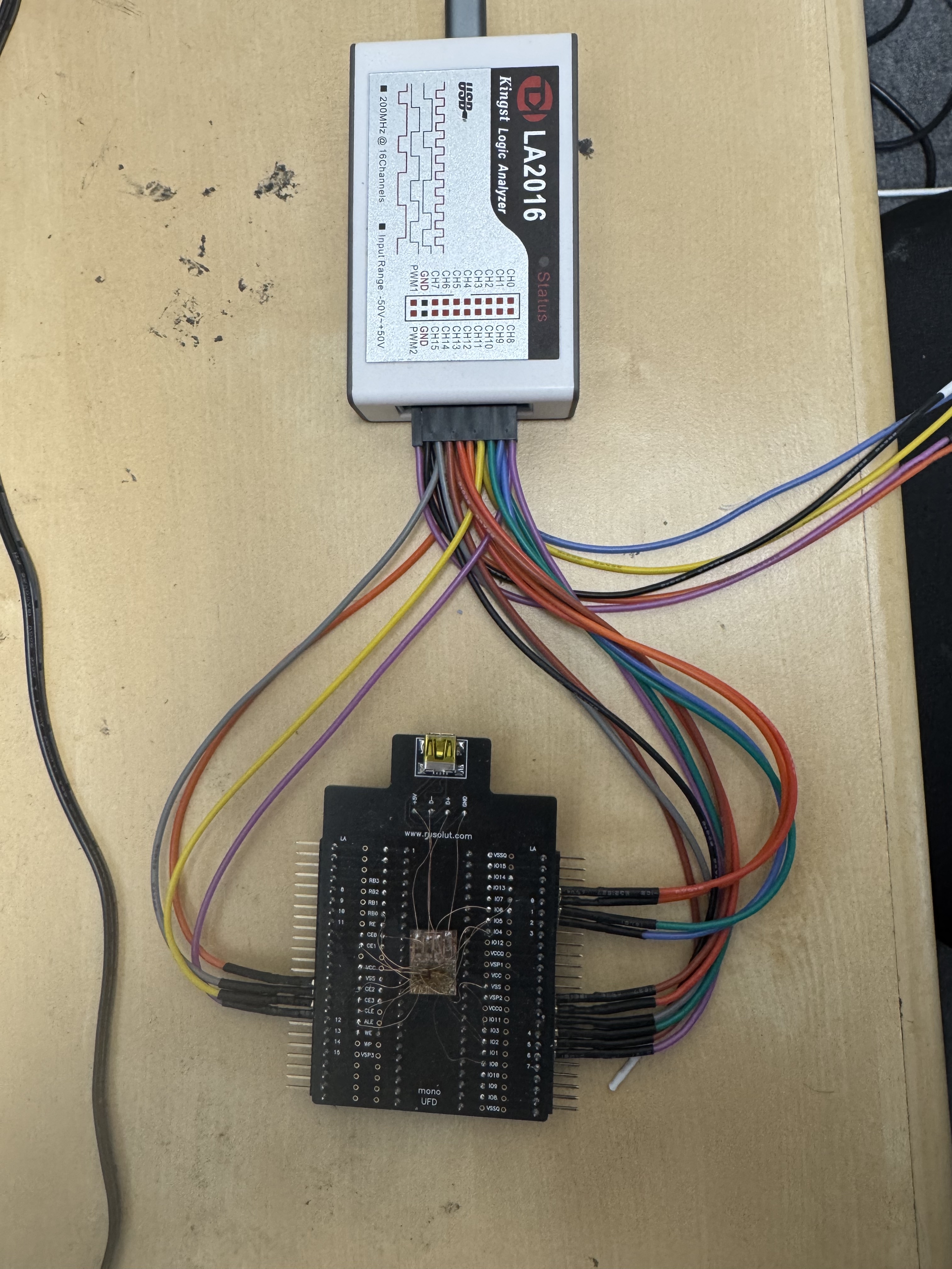Monolith pinout tracing setup for PNY USB flash drive recovery