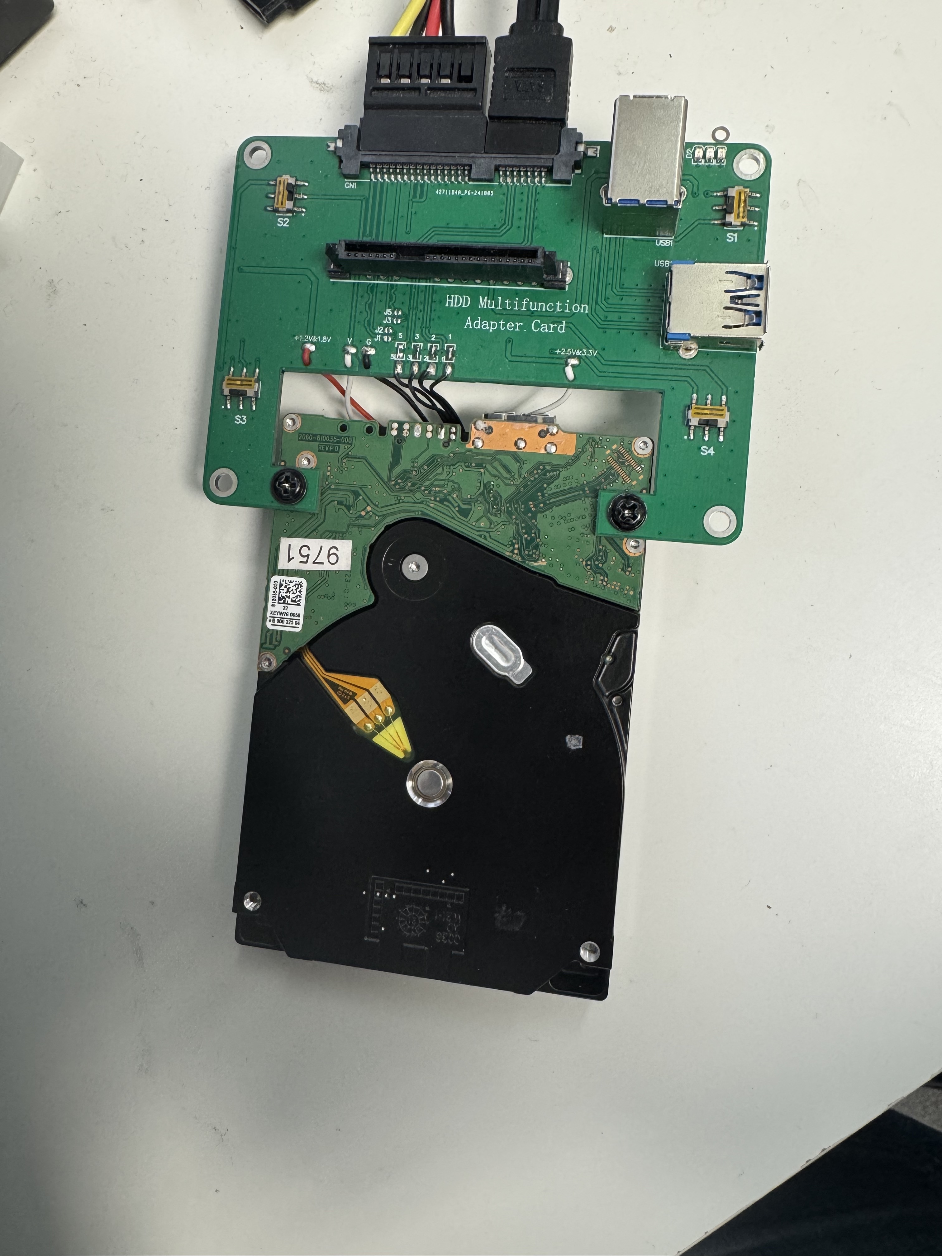 Native USB WD hard drive converted to SATA for professional data recovery access